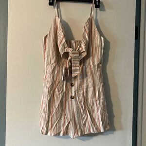 Cupshe Striped Romper with Button Detail